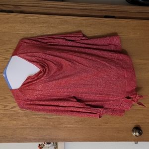 Lane Bryant Red and Silver Tie Front Top